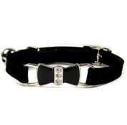 Black Diamante Bow Velvet Cat Collar